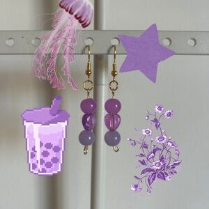 Purple Beaded Earrings